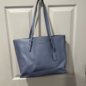 Coach Mollie Tote - Baby Blue & Silver